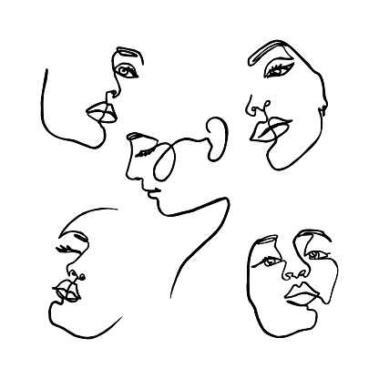 One Line Drawing Of Set Womans Face Continuous Line Portrait Of A Girl In A  Minimalist Style Vector Illustration Stock Illustration - Download Image  Now - iStock