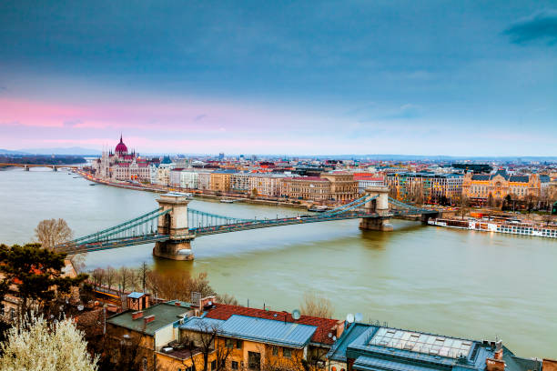 istock Budapest Parliament House and Chain Bridge at Dusk 1169263570