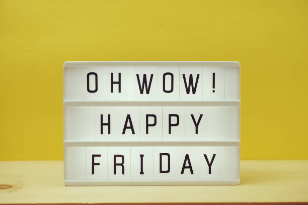 istock Happy Friday text in lightbox with space copy on yellow background 1169264528