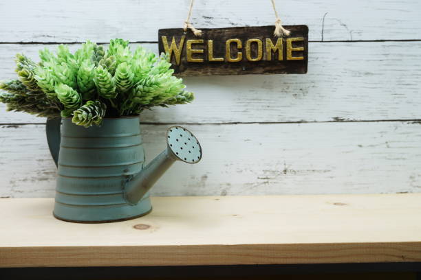 istock Welcome sign and home decor with space copy background 1169267985
