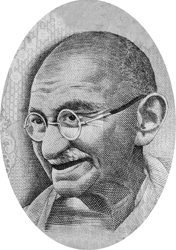 Engraving of Mohandas Karamchand Gandhi (2 October 1869 â 30 January 1948), commonly known as Mahatma Gandhi, who was the preeminent leader of Indian nationalism in British-ruled India. Image adapted from Indian currency.