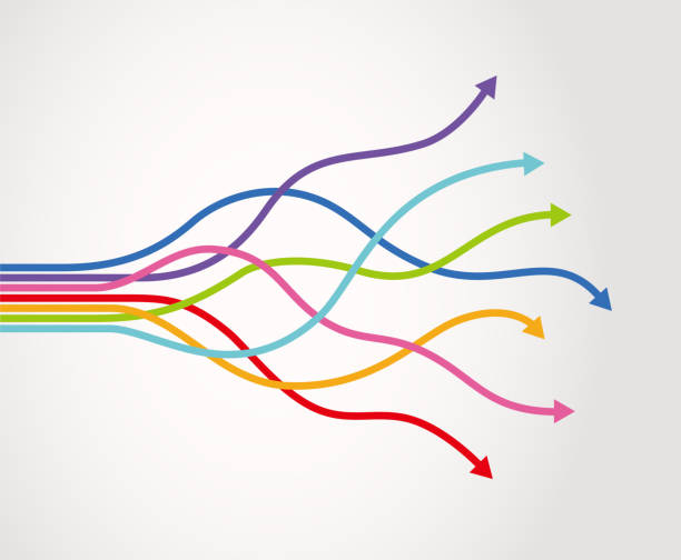 infografik der verstreuten pfeile - athlet grafiken stock-grafiken, -clipart, -cartoons und -symbole