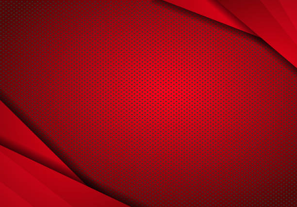czerwony nowoczesny technologia projekt tła z kropkami tekstura. warstwa wektorowa nakładania się na czerwoną przestrzeń z abstrakcyjnym stylem. - red background stock illustrations