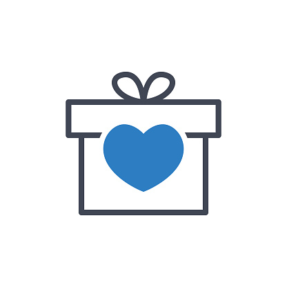 Valentine gift vector graphics icon in blue gray color