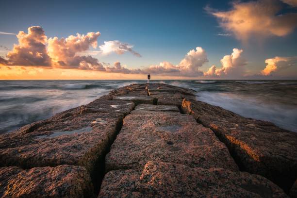 lonely jetty - galveston bildbanksfoton och bilder