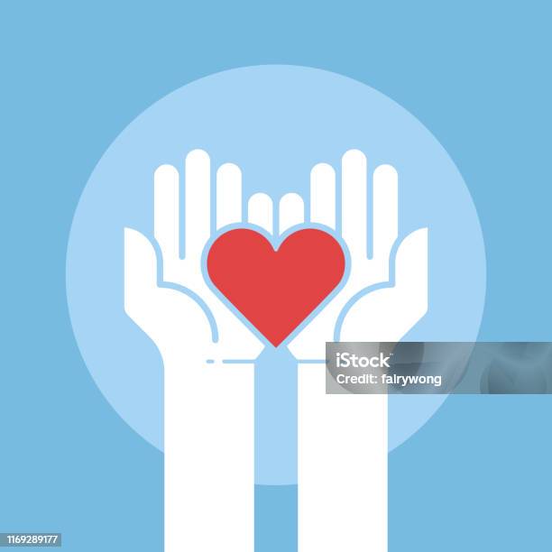 Heart In Handsdonation Conceptvector Illustration Stock Illustration - Download Image Now