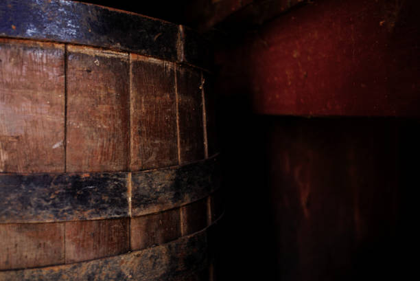 istock Old oak wine barrel close-up 1169289638