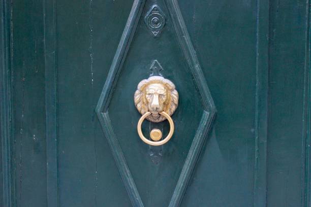 istock Door handle Lion with ring in mouth 1169289741