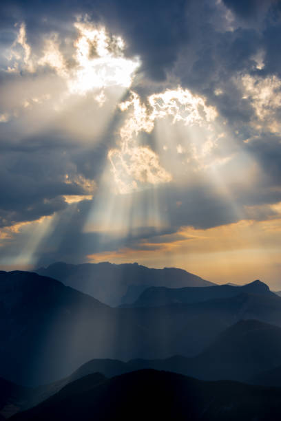 istock Blue cloudy morning landscape in the mountains 1169290396