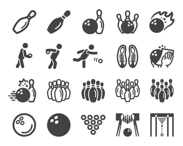 illustrations, cliparts, dessins animés et icônes de ensemble d'icône de bowling - gutterball