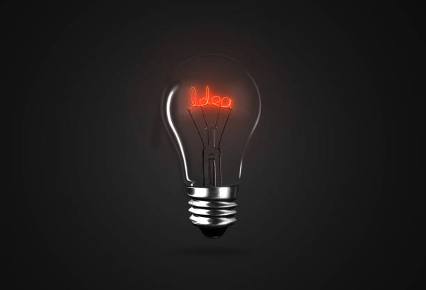 istock Lighting bulb lamp idea words on black background, 3D rendering, 1169297181