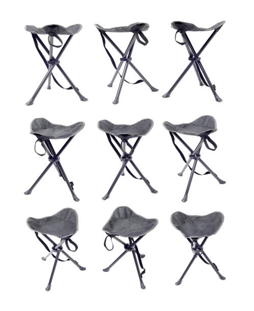 istock Three-legged tourist portable chair on white background 1169300398