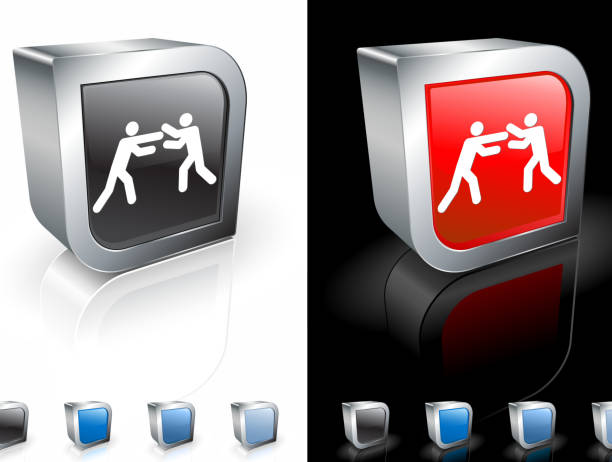 illustrazioni stock, clip art, cartoni animati e icone di tendenza di 3 d icone che rappresentano un incontro di boxe. - performance sport black background red