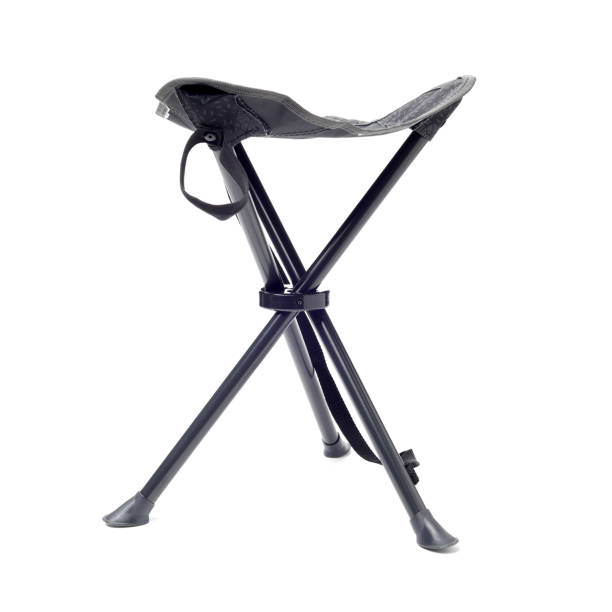 istock Three-legged tourist portable chair on white background 1169301075