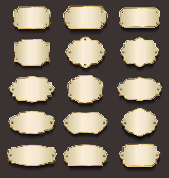 istock Metal plates premium quality golden collection 1169306958