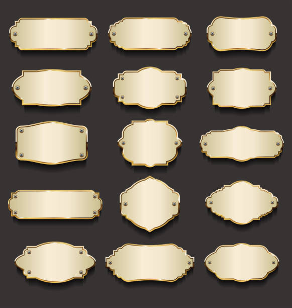 istock Metal plates premium quality golden collection 1169306984
