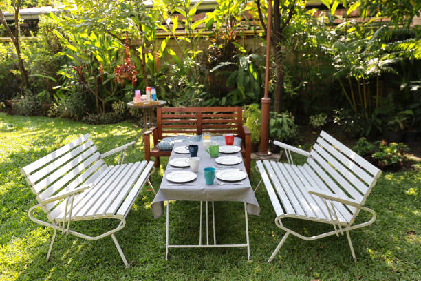 istock breakfast table in backyard outdoor on sunny day 1169308042