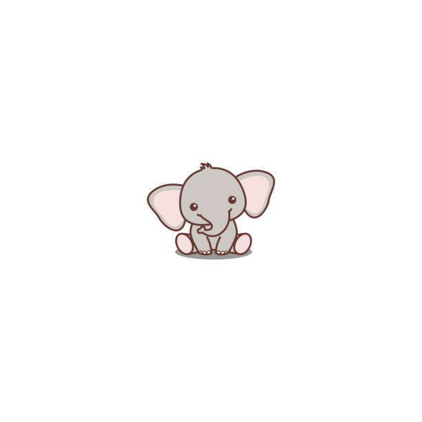 Cute Baby Elephant Sitting Cartoon Icon Vector Illustration Stock  Illustration - Download Image Now - iStock