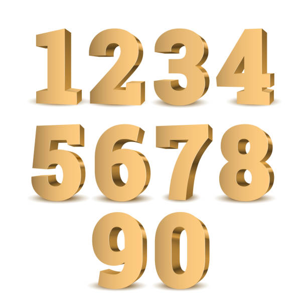 Gold 3d numbers. Gold 3d numbers. Symbol set. Vector illustration 3d number stock illustrations