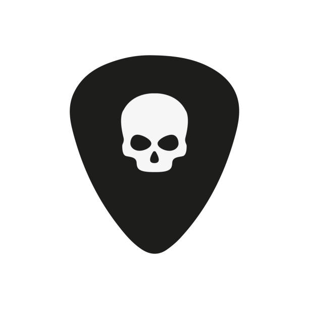 plectrum with skull in flat on white background plectrum with skull in flat style on white background plectrum stock illustrations