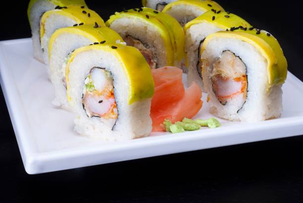 istock Sushi rolls with shrimp and avocado in the top 1169319411