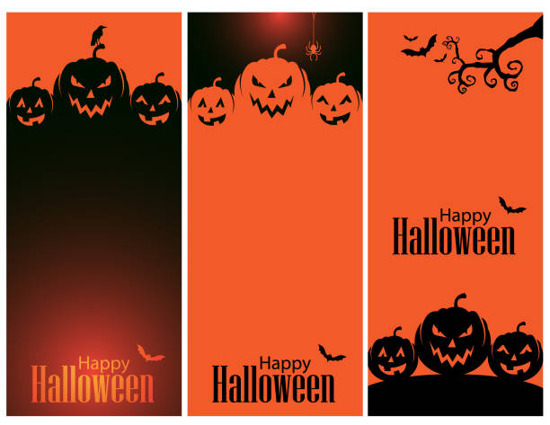 Happy Halloween background Vector of Happy Halloween background. EPS Ai 10 file format. yellow spider stock illustrations