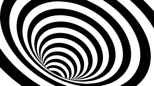 istock Tunnel or wormhole. Movement lines illusion. Abstract wave whith black and white curve lines. Vector optical illusion. 1169324566