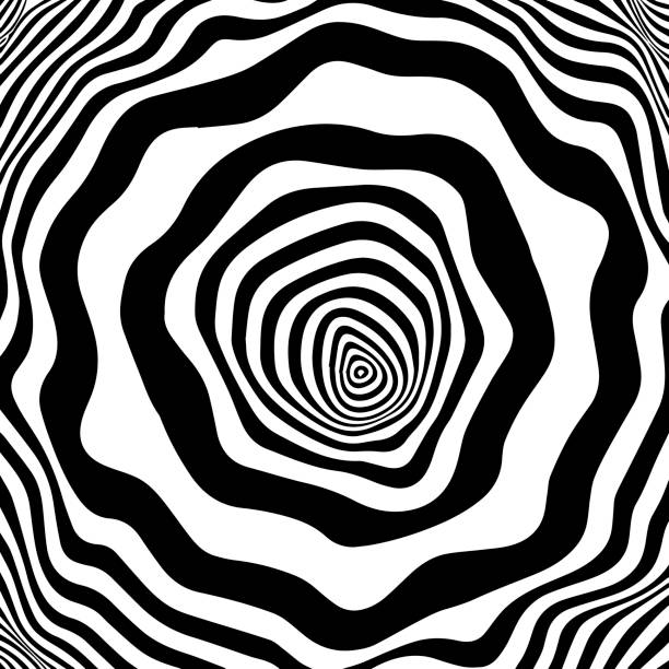 istock Tunnel or wormhole. Movement lines illusion. Abstract wave whith black and white curve lines. Vector optical illusion. 1169325896