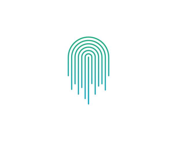 지문 로고 벡터 - fingerprint thumbprint biometrics human thumb stock illustrations