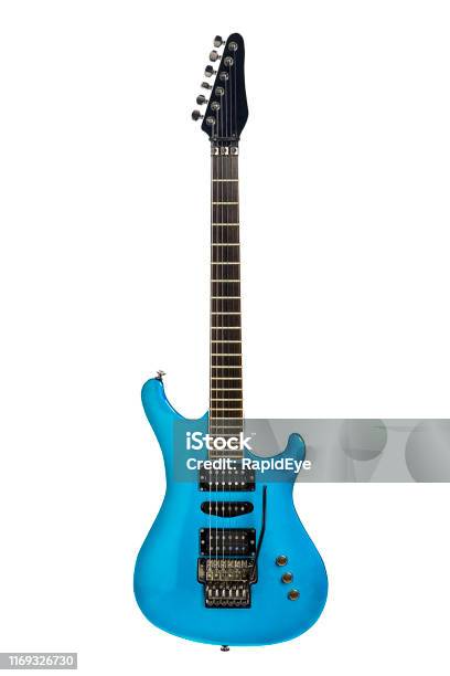 Blue Electric Guitar Ready For Rock Metal Or Pop Music Stock Photo - Download Image Now