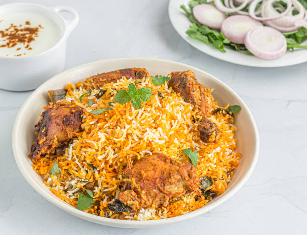 istock Chicken Biryani with Raita and Onion 1169329507