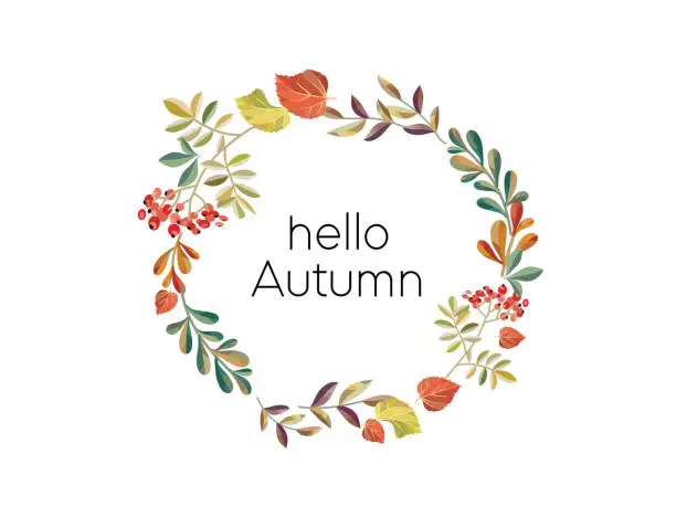 Vector illustration of autumn wreath for design postcards and flyers