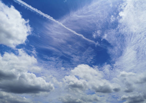 Stratocumulus white clouds in the blue sky natural background beautiful nature