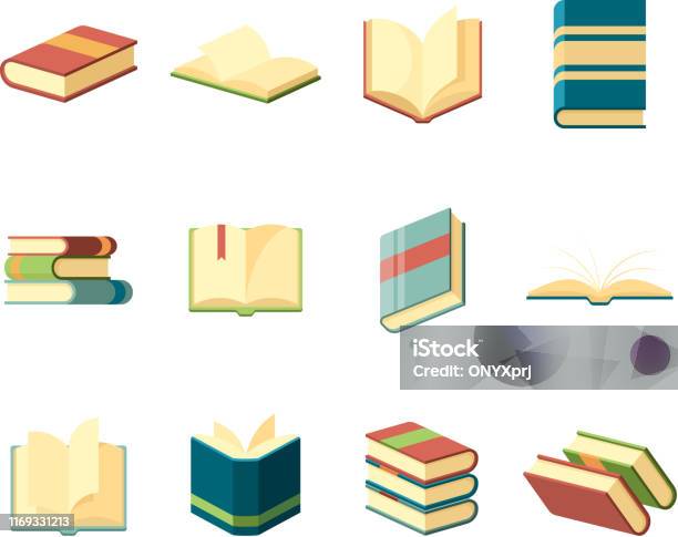 Symbol For Library Books Flat Library Symbols Learning Studying Information Handbook ...