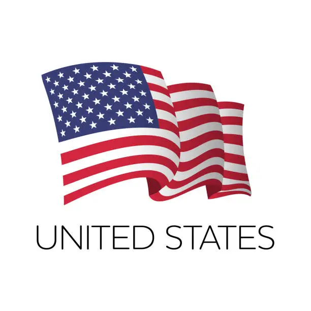 Vector illustration of United States vector flag. Fluttering flag of US. Independence Day. 4th July. EPS 10