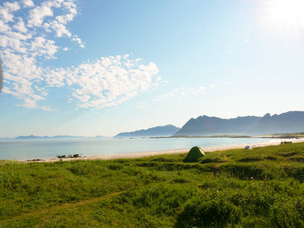 istock Seascape with tent on beach, Lofoten Norway 1169334073