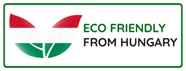 Vector illustration of Eco friendly from Hungary badge.