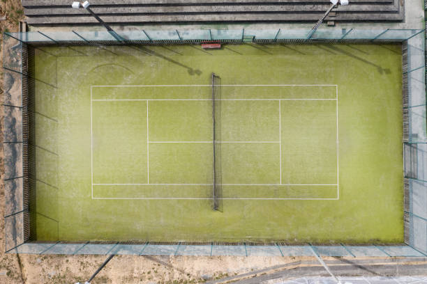 istock empty green tennis court, top view 1169343305