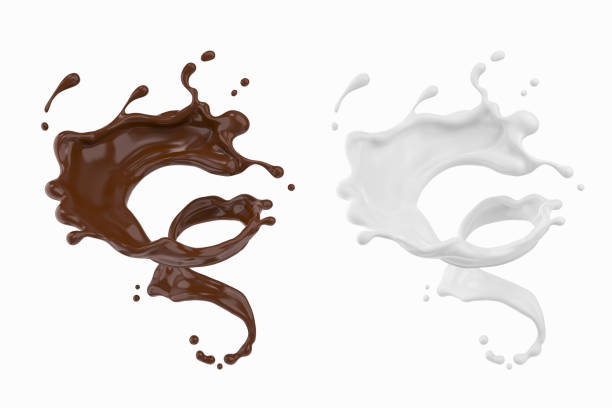 chocolate and Milk splash. chocolate and Milk splash in shape of spiral and twist, 3d illustration. milk chocolate stock pictures, royalty-free photos & images