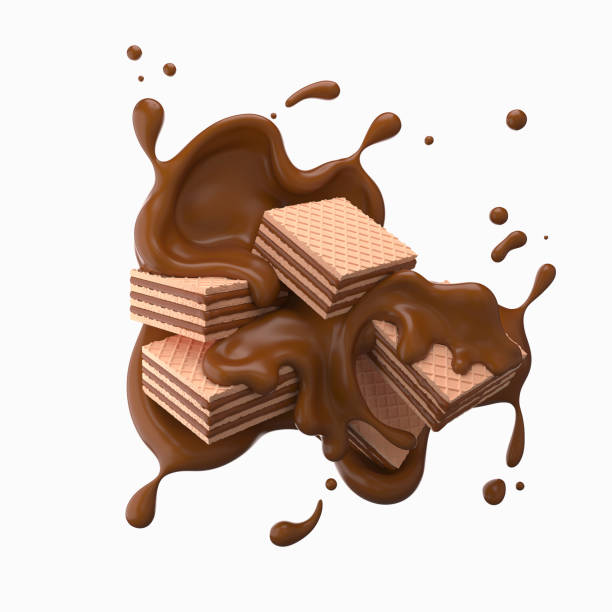istock Wafers cubes with chocolate splash. 1169344095