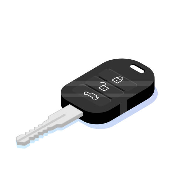 Car key security isometric icon.  Vector illustration in flat style. vector art illustration
