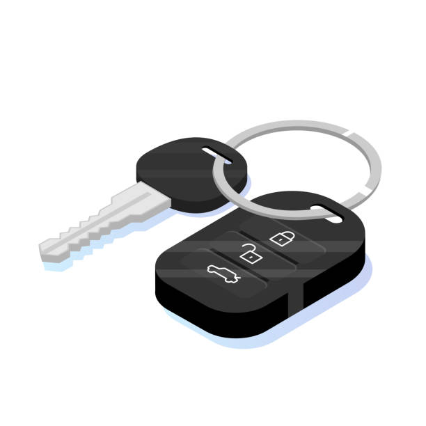 Car key security isometric icon.  Vector illustration in flat style. Car key security isometric icon.  Vector illustration in flat style. car key illustrations stock illustrations