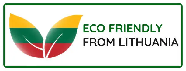 Vector illustration of Eco friendly from Lithuania badge.