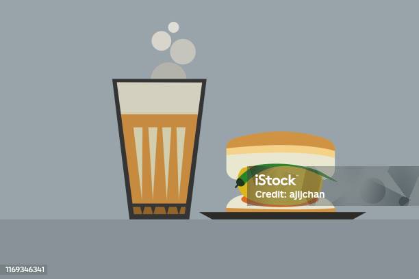 Indian Street Style Tea With Vada Pav Stock Illustration - Download Image  Now - Vada - Food, Chai, Drinking Glass - iStock
