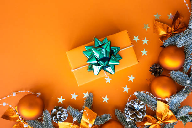 istock Christmas composition.  Background with gift box and decorations. 1169350378