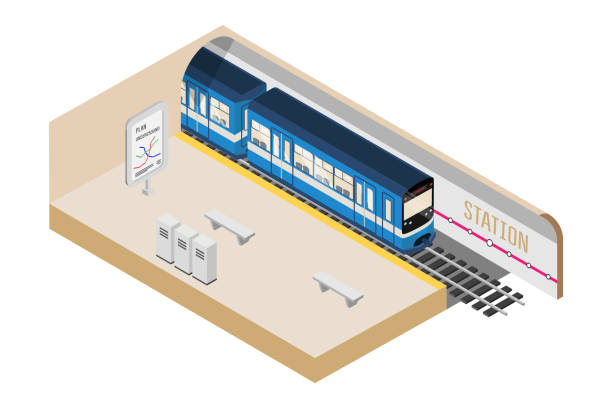 illustrations, cliparts, dessins animés et icônes de illustration de vecteur isometric de station de métro - subway token