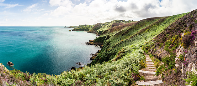 Coastal landscape between Bouley Bay and Gorey Bay, Jersey Island, UK