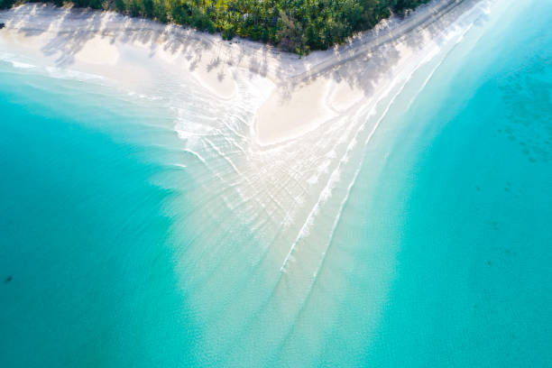 vista aérea de la idílica isla marina tranquila aguas turquesas azules - micronesia lagoon palau aerial view fotografías e imágenes de stock