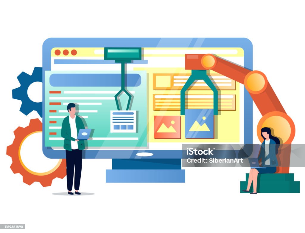 Process Illustration Computer It Process Automation Vector Concept For Web Banner Website Page Stock ...