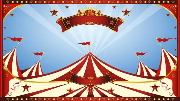 Vector illustration of Blue sky circus poster